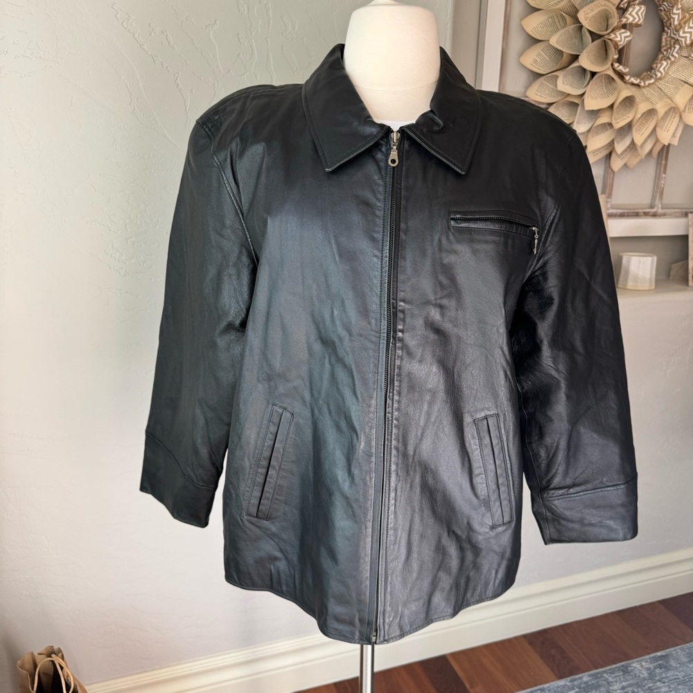 Liz Baker Essentials Women's Black Genuine Leather Jacket Size 2x